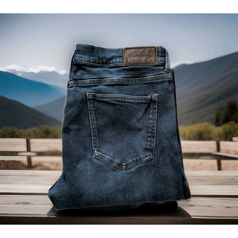 Jos.A.Bank 1905 Men's Blue Denim Jeans 36x29 Straight Stretch Dark Wash EUC